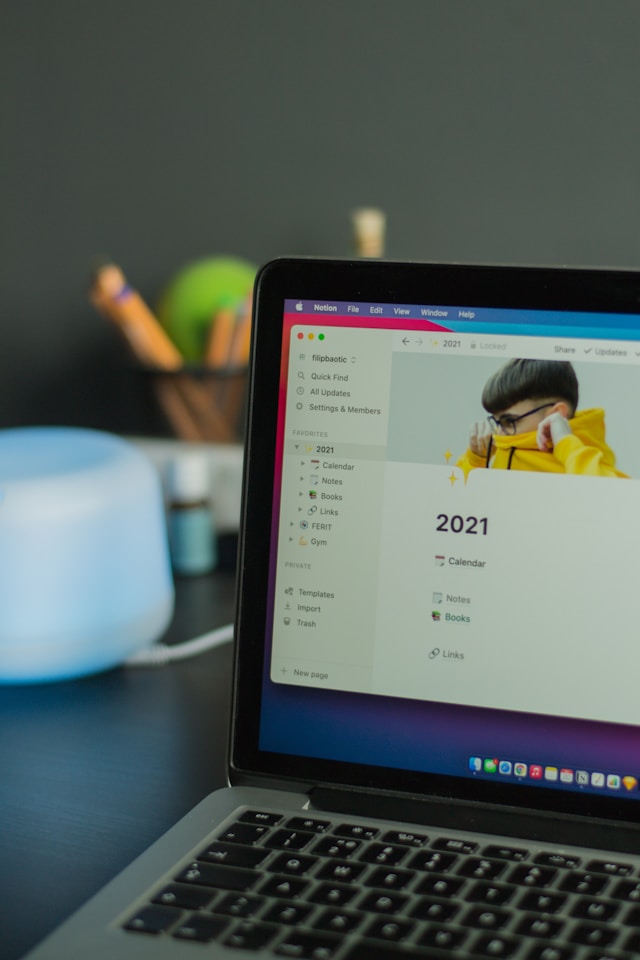 The corner of a laptop screen showing a Notion page.