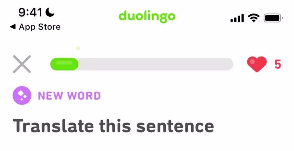 A Page Flows' screenshot of Duolingo’s progress bar.