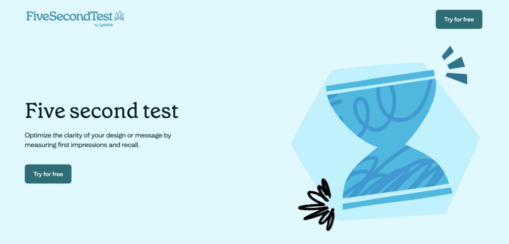 Page Flows’ screenshot of the FiveSecondTest home page.