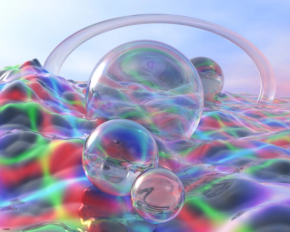 Page Flows screenshot from Aesthetics Fandom of a medley of fluid 3D shapes that appear futuristic, holographic, and colorful.