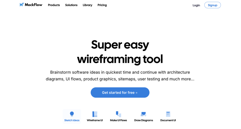 Page Flows’ screenshot of the MockFlow home page.