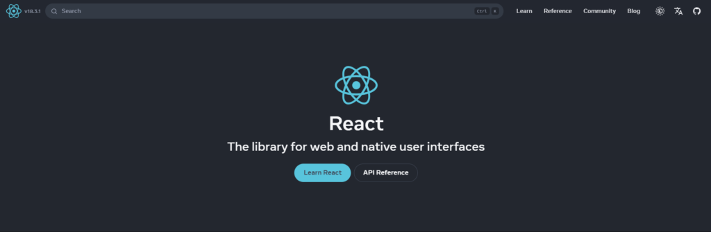 A Page Flows screenshot of React’s homepage. 