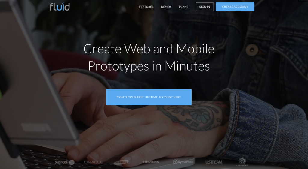 Page Flows’ screenshot of the FluidUI home page.