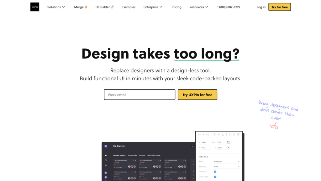 Page Flows’ screenshot of the UXPin home page.