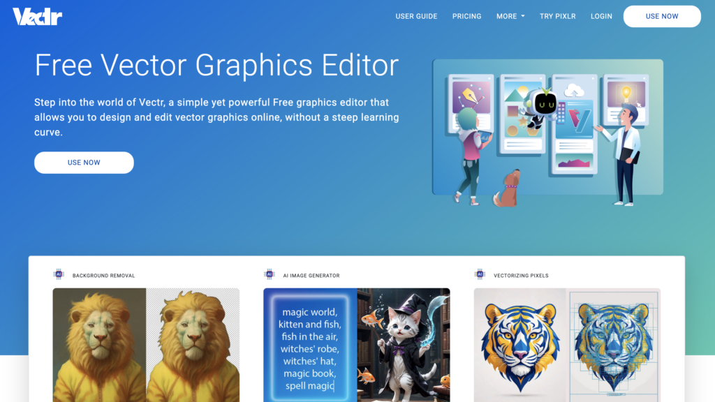 Page Flows’ screenshot of the Vectr home page.