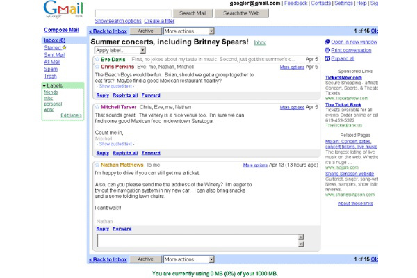 A Page Flows screenshot from SlackExchange showing an example of a cluttered user interface from an older iteration of Gmail. 
