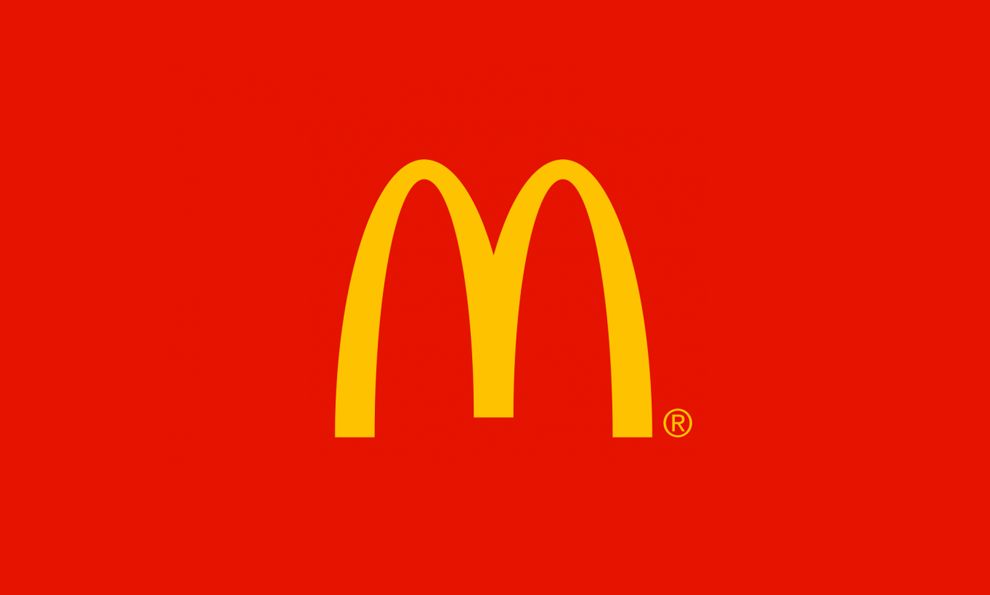 A Page Flows screenshot from Design Rush of the bright red and yellow logo design of McDonald’s.
