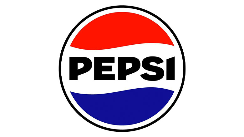A Page Flows screenshot from Prepared Foods of the bright red, white, and blue combination mark logo design for Pepsi. 
