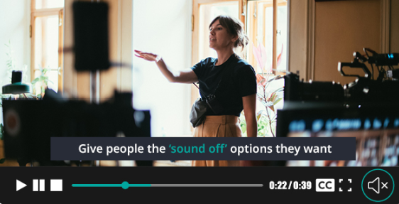A Page Flows screenshot of an example from RWS of a video playing with subtitles to accommodate users with hearing difficulties. 
