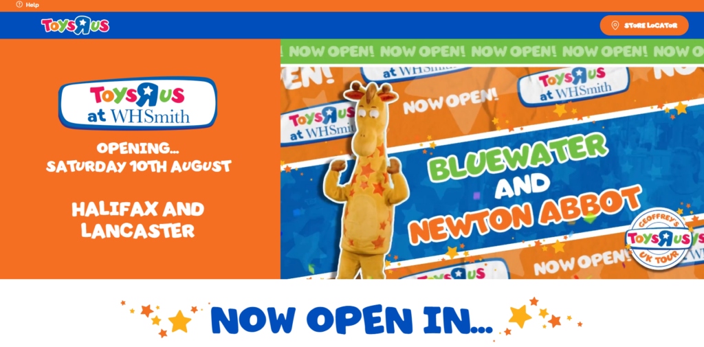 A Page Flows screenshot of Toys R Us’s homepage. 
