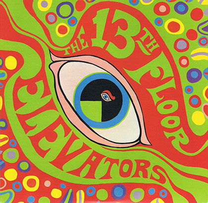 A Page Flows screenshot from Retroavangarda of a bright, psychedelic album cover of The 13th Floor Elevators.