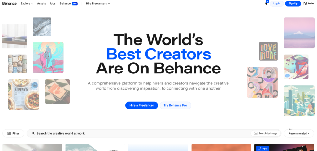 A Page Flows screenshot of Behance’s homepage. 
