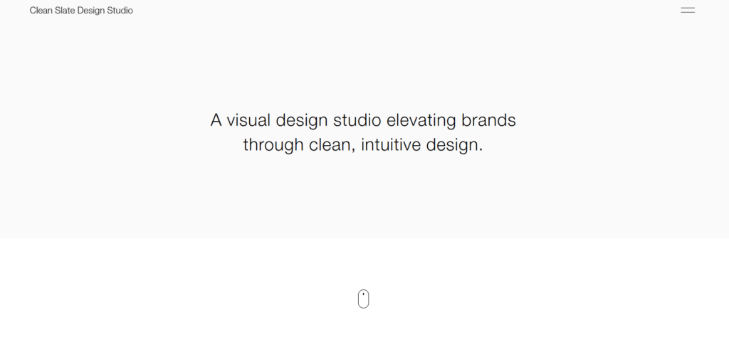 A Page Flows screenshot of Clean Slate Design Studio’s minimalist homepage. 
