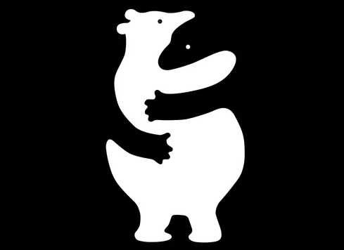 A Page Flows screenshot from Prototypr of an illustration of two bears hugging, showcasing the effect of negative space.