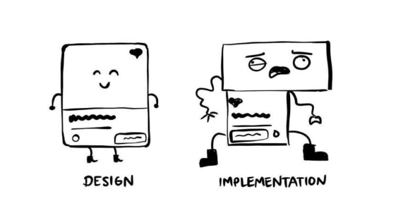 Page Flows screenshot from UXD World with illustrations of two phones, one representing design and the other implementation. 

