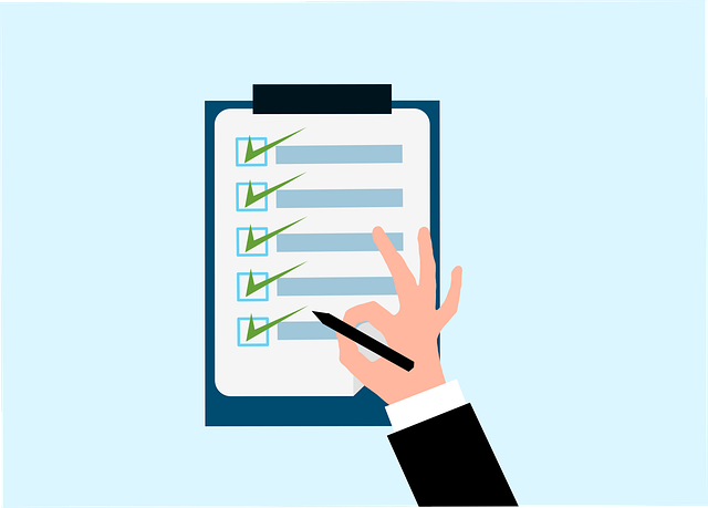 An illustration of a person holding a pen to a ticked checklist. 
