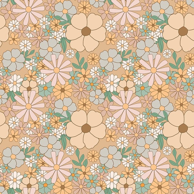 An example of a vintage floral pattern that uses warm, muted colors.