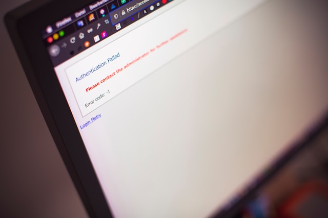 A close-up of an error message on a computer screen. 

