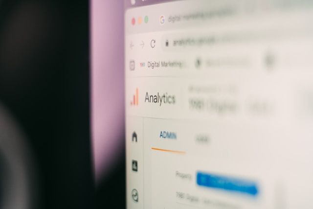A close-up of a website analytics tool on a computer screen. 
