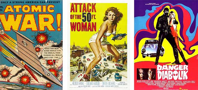 A Page Flows screenshot of American Kitsch-style graphic designs from Online Design Teacher. 
