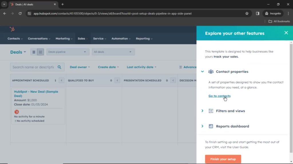 Page Flows screenshot of features on HubSpot. 
