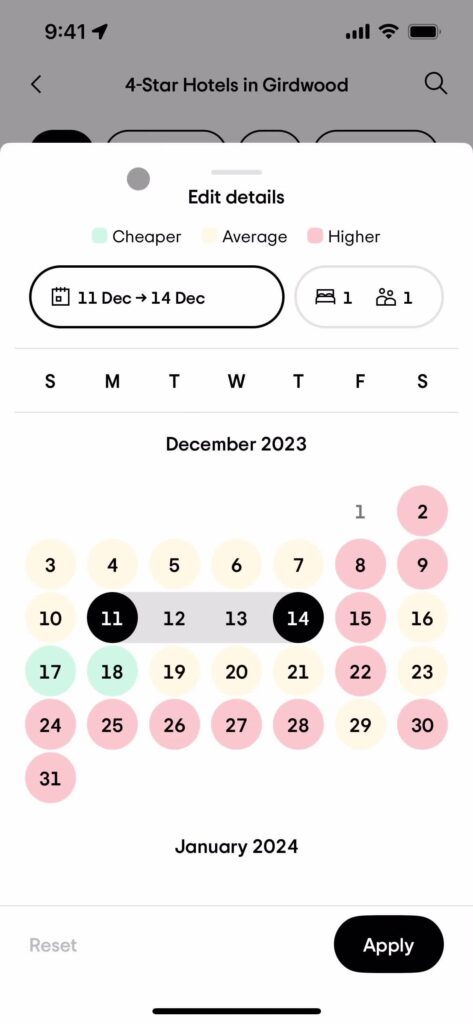 Page Flows' screenshot of Tripadvisor’s calendar view.