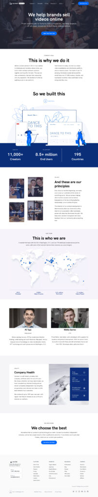 Page Flows’ screenshot of Uscreen’s About Us page.
