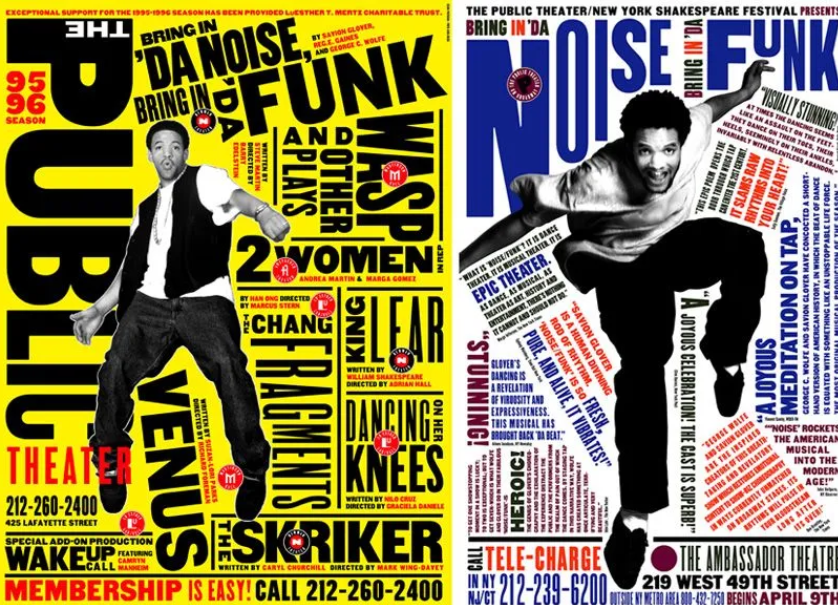 A Page Flows of Paula Scher’s promotional posters from Medium. 
