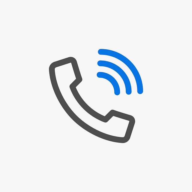 An illustration of a phone ringing with blue lines that symbolize its vibrations. 
