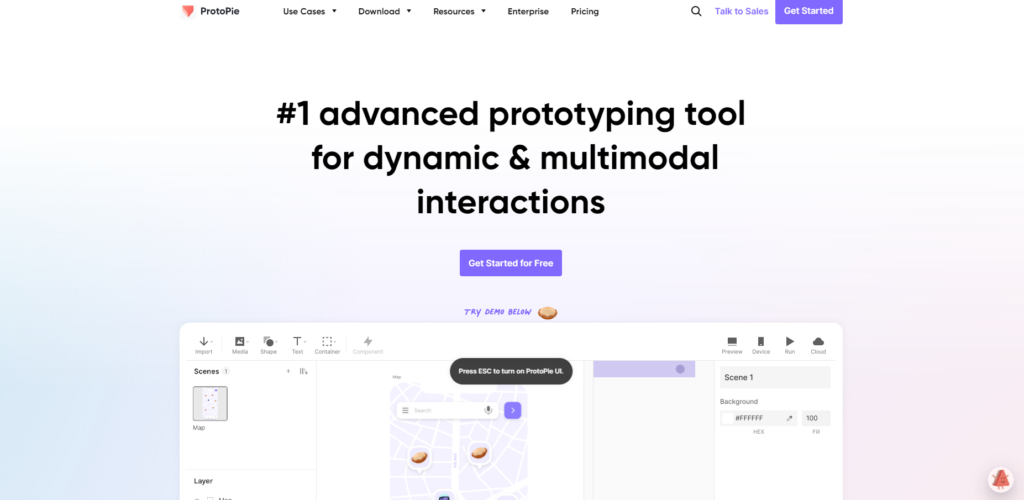 A Page Flows screenshot of ProtoPie’s homepage. 
