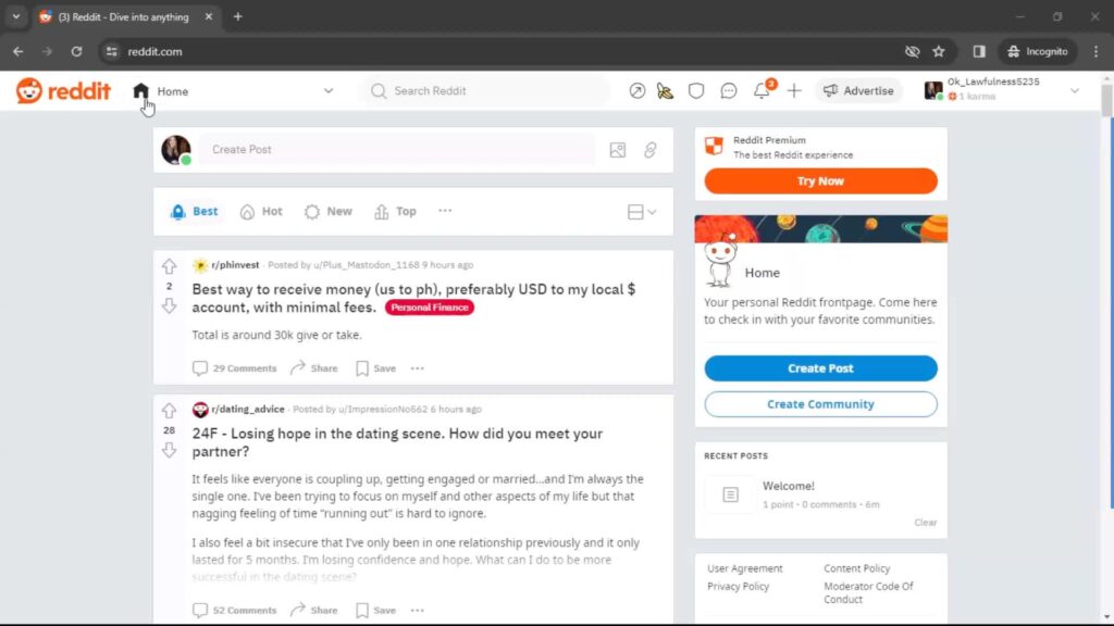 Page Flows screenshot of the homepage on Reddit.