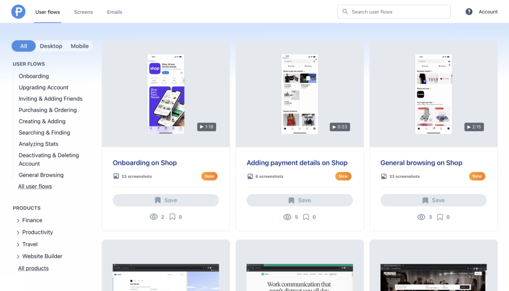 Screenshot of Page Flows’ homepage.