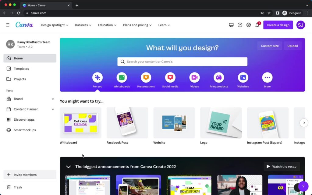 Page Flows screenshot of Canva’s homepage.