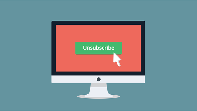 An illustration of an “Unsubscribe” button shown on a monitor screen.