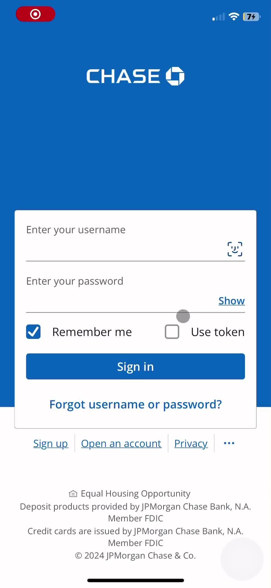 login screen.